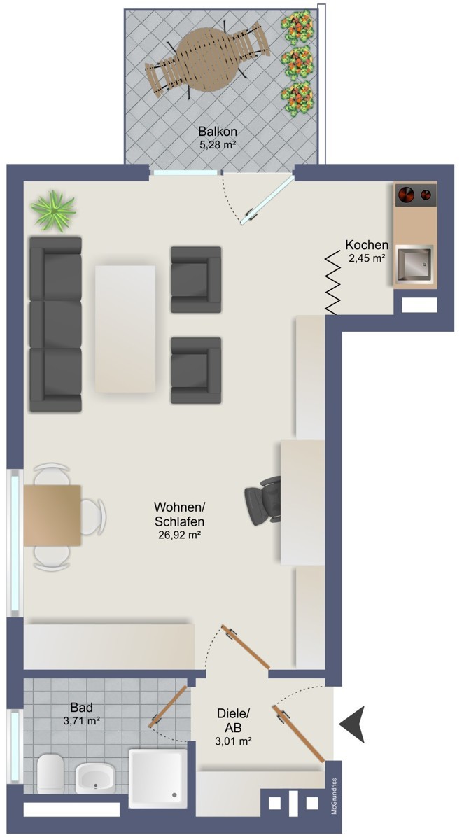 4. Impression der Immobilie Stilvoll und Renditestark: 1-Zimmer-Wohnung in ruhiger Umgebung